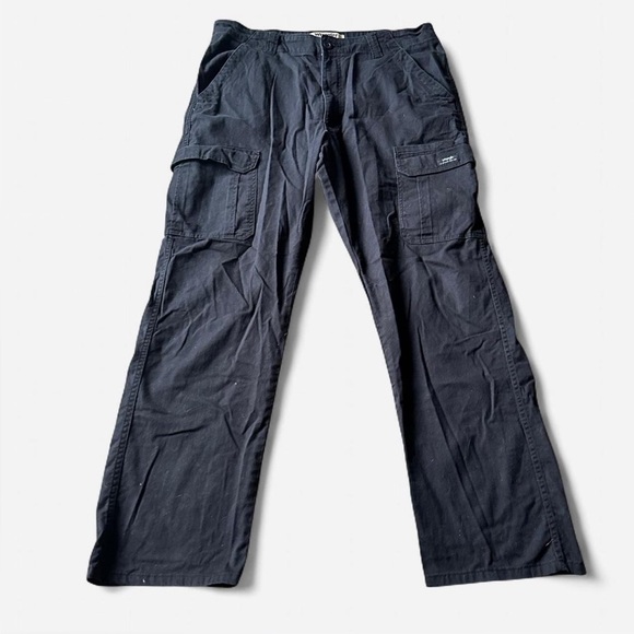 Black wrangler Cargo Pants with Elastic Waistband and Straight Leg - Picture 1 of 8